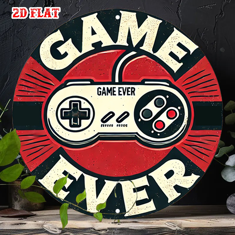 Gaming Controller - لافتة معدنية مستديرة بتصميم ريترو للألعاب،