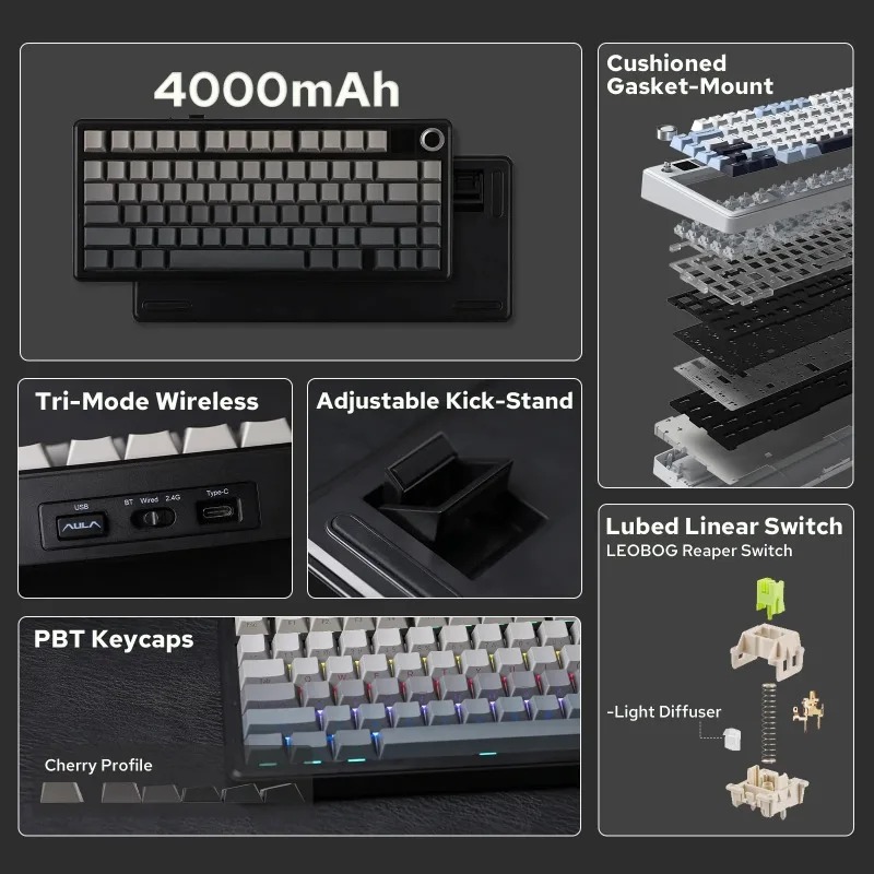 لوحة مفاتيح ميكانيكية AULA F75 - مراجعة Pc Gaming Rgb وسعره